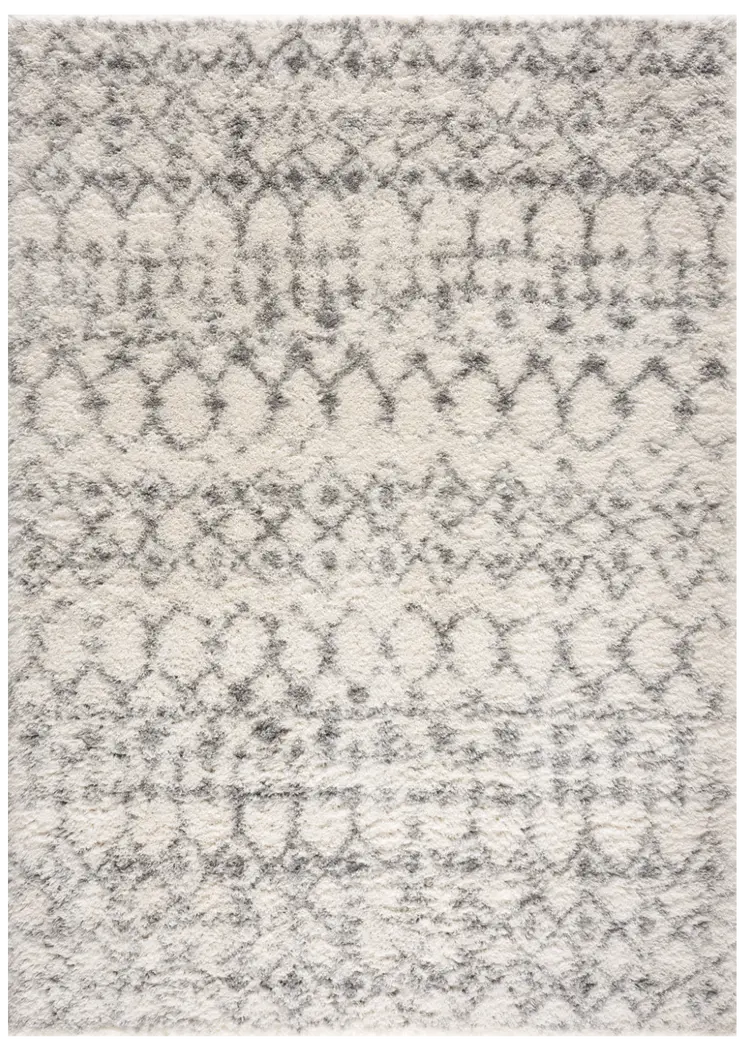 7' X 9' Gray and Ivory Southwestern Shag Power Loom Area Rug
