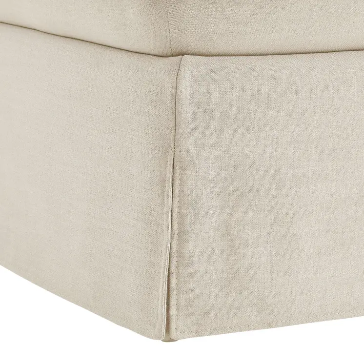 27" Beige Linen Ottoman