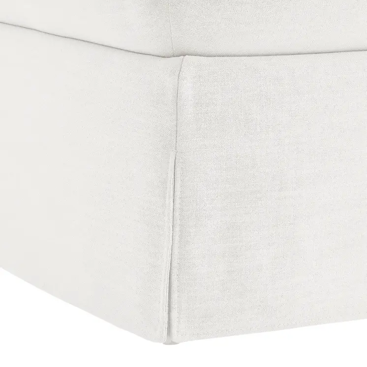 27" White Linen Ottoman