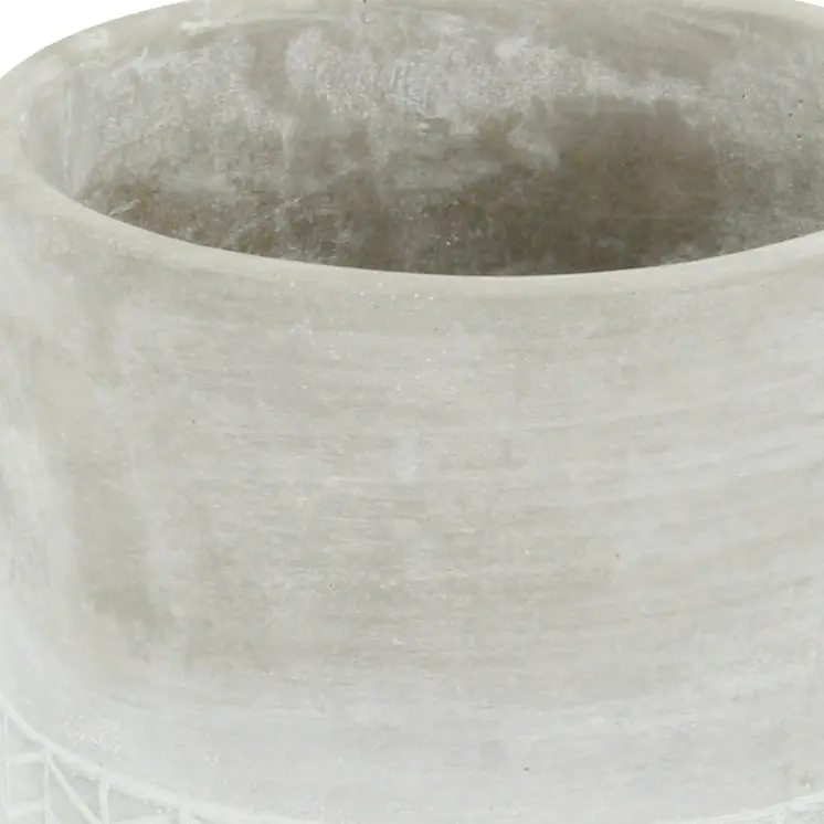 6" Light Gray Geometric Cement Indoor Outdoor Round Pot Planter