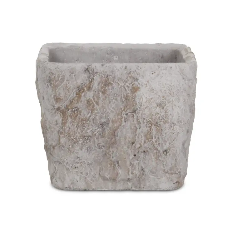 7" Gray Speckle Glaze Cement Indoor Outdoor Square Pot Planter
