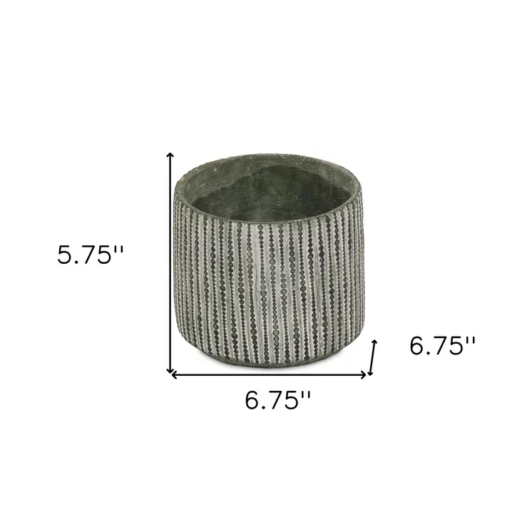 7" Gray Dot Cement Indoor Outdoor Round Pot Planter