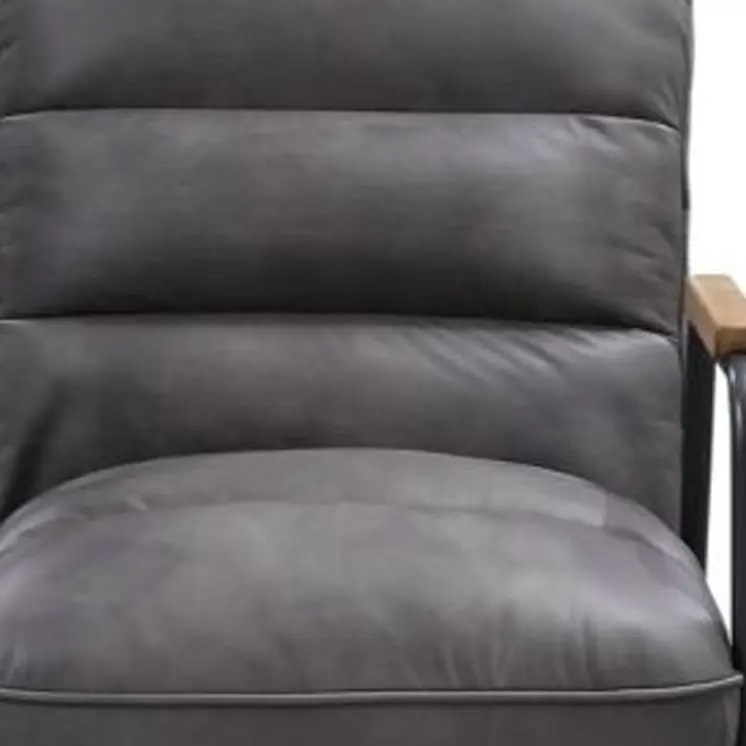 26" Gray and Black Top Grain Leather Tufted Lounge Chair