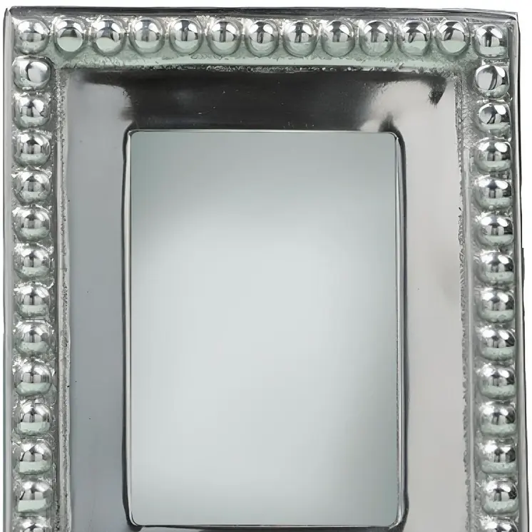 3" x 3" Silver Beaded Stainless Steel Tabletop Picture Frame