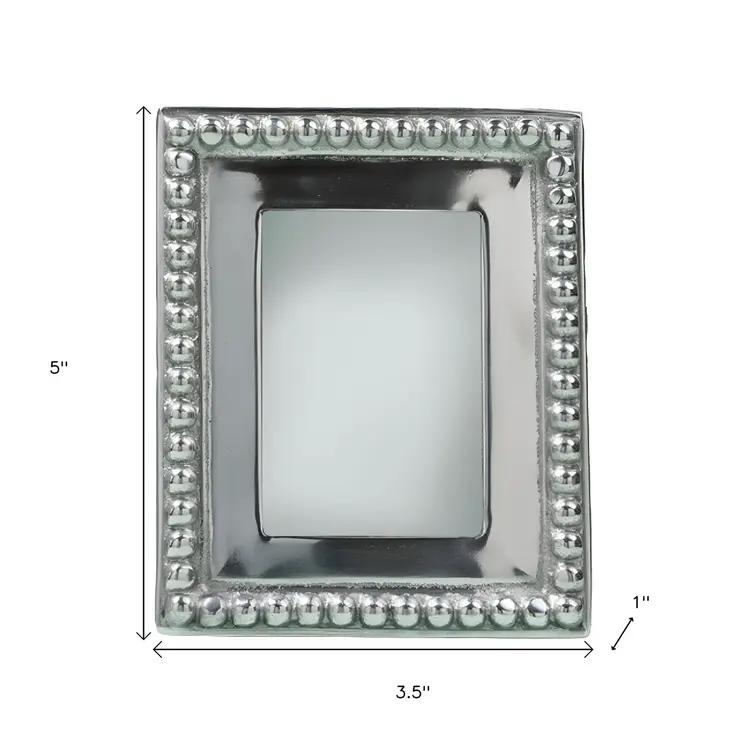 3" x 3" Silver Beaded Stainless Steel Tabletop Picture Frame
