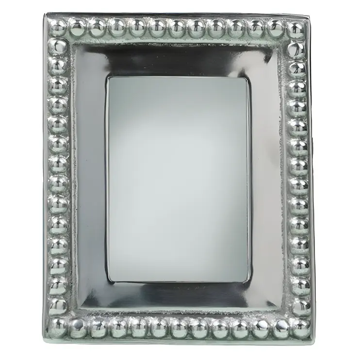 3" x 3" Silver Beaded Stainless Steel Tabletop Picture Frame