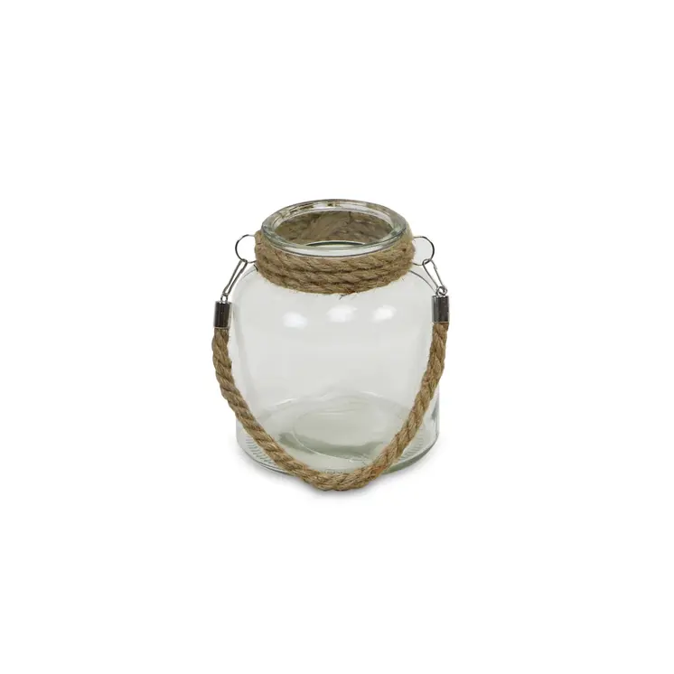 6" Clear and Brown Glass Tabletop Lantern Candle Holder