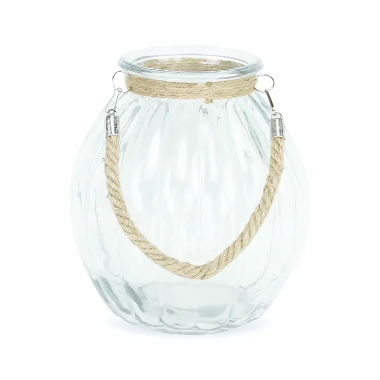 10" Clear Glass Decorative Jar With Rope
