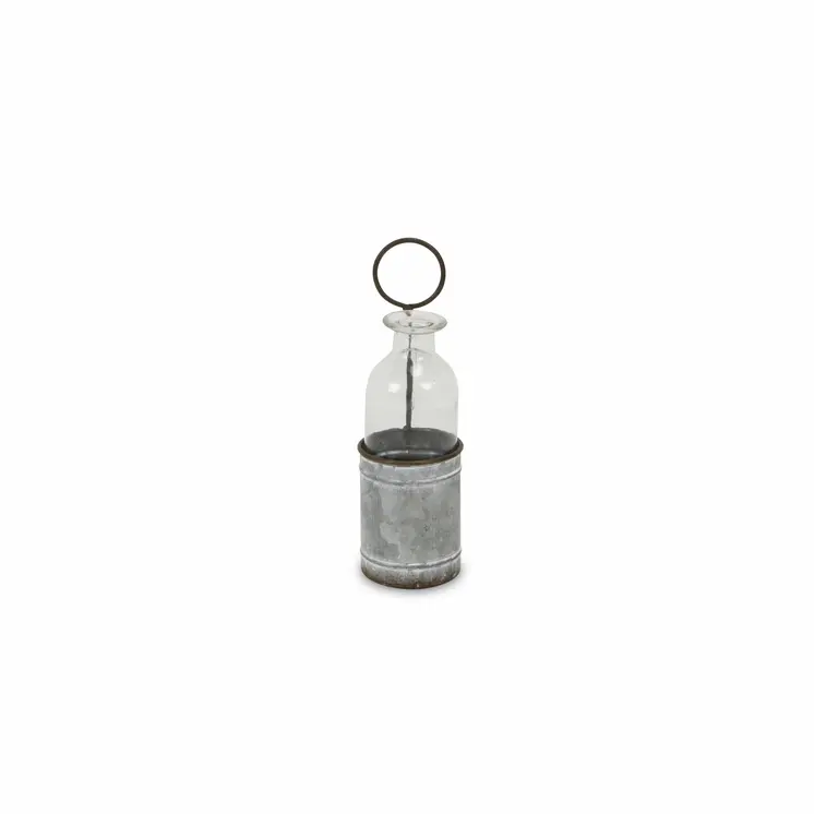 8" Gray Glass Decorative Bottle Tabletop Sculpture