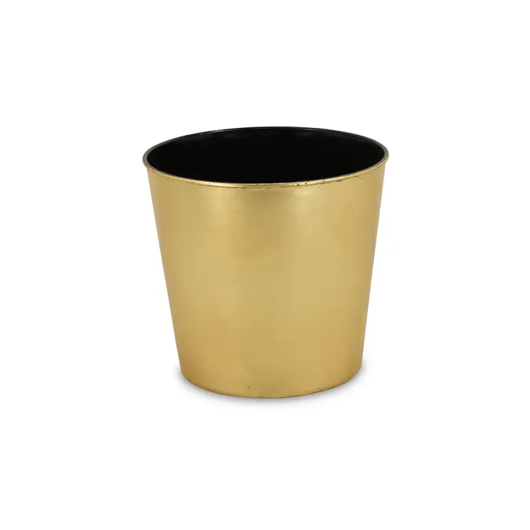 11" Gold Recycled Plastic Indoor Outdoor Round Pot Planter
