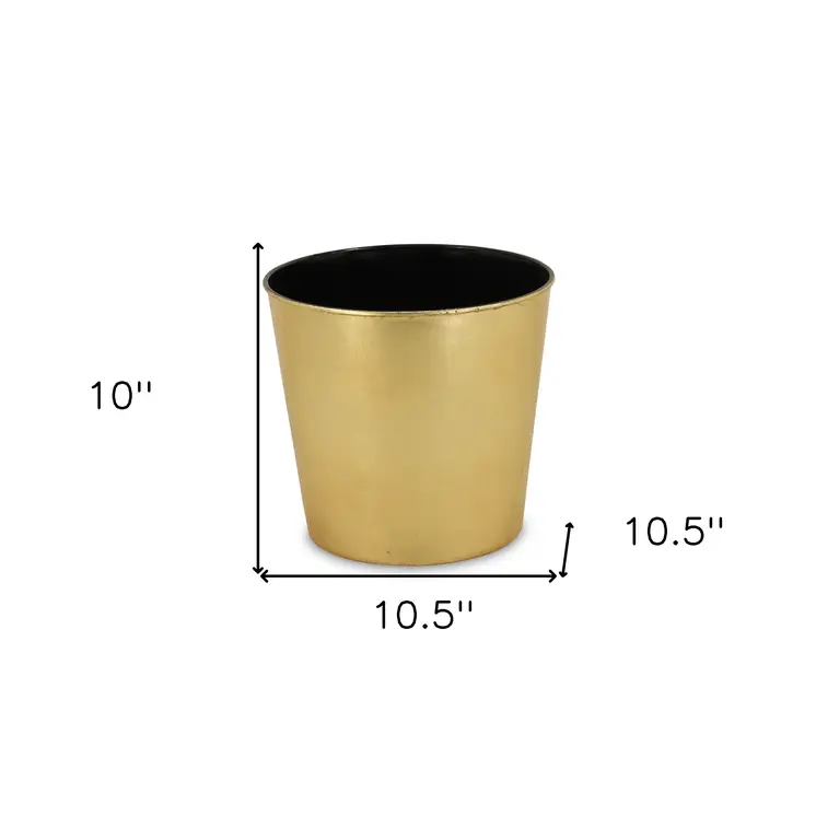 11" Gold Recycled Plastic Indoor Outdoor Round Pot Planter