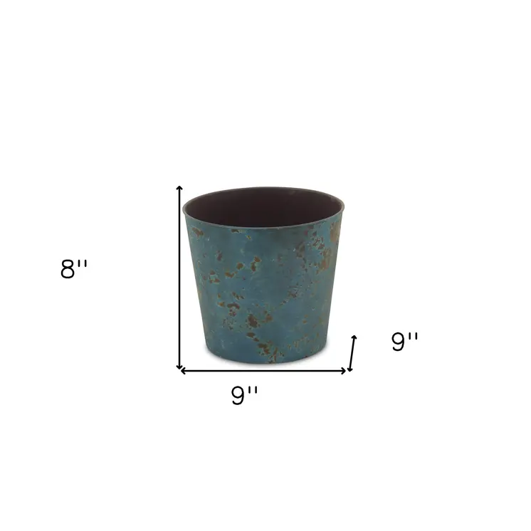 9" Blue Recycled Plastic Indoor Outdoor Round Pot Planter