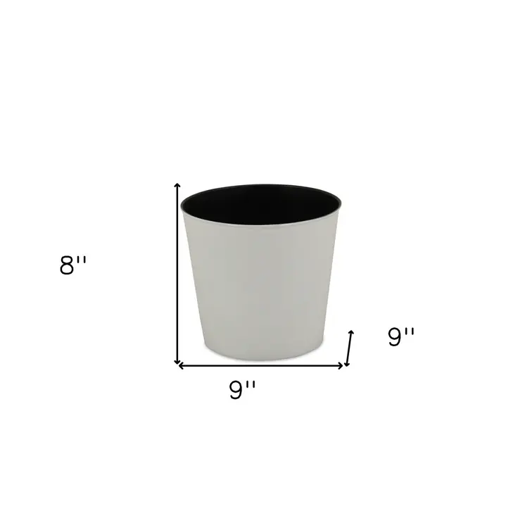 9" White Recycled Plastic Indoor Outdoor Round Pot Planter