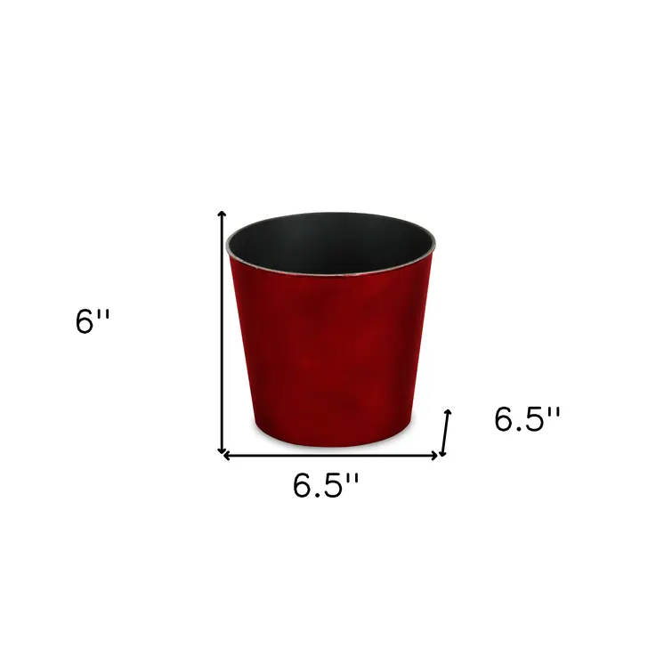 7" Red Recycled Plastic Indoor Outdoor Round Pot Planter
