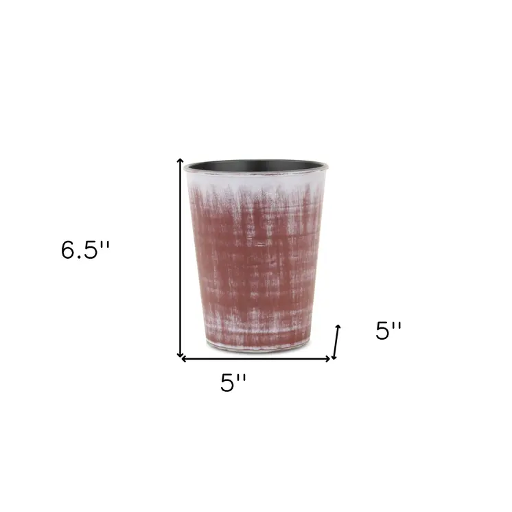 5" Brown and Ivory Textural Tone On Tone Recycled Plastic Indoor Outdoor Round Pot Planter