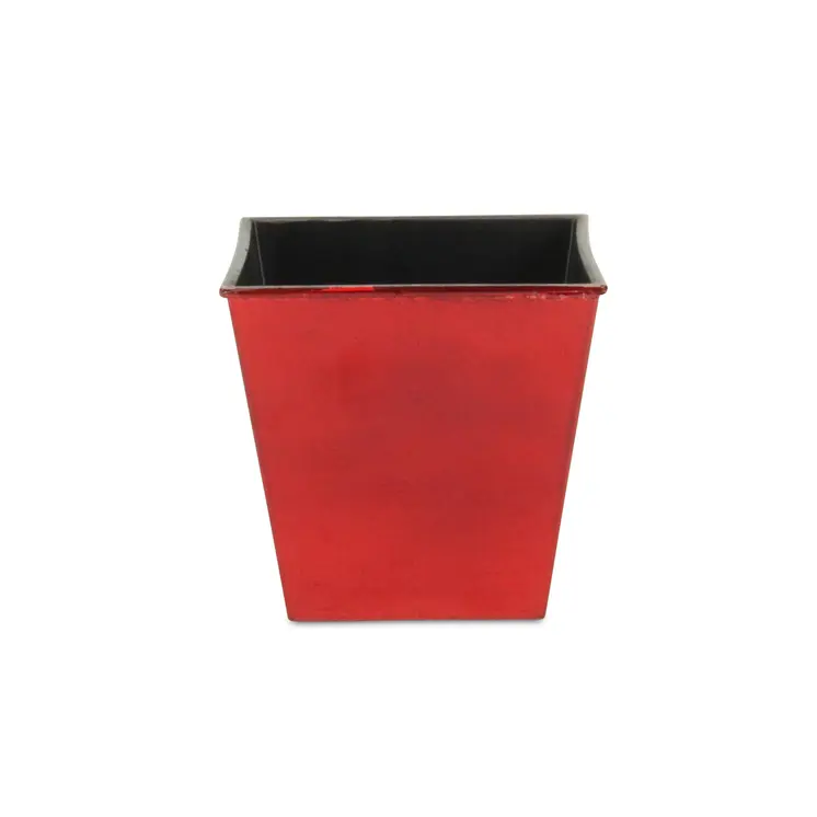 5" Red Recycled Plastic Indoor Outdoor Square Pot Planter