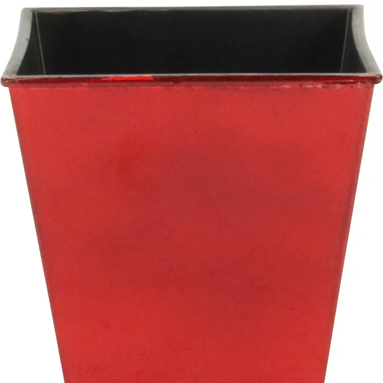 5" Red Recycled Plastic Indoor Outdoor Square Pot Planter