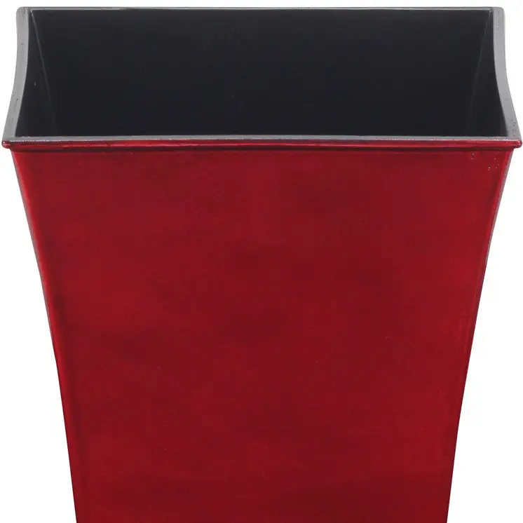 7" Red Recycled Plastic Indoor Outdoor Square Pot Planter