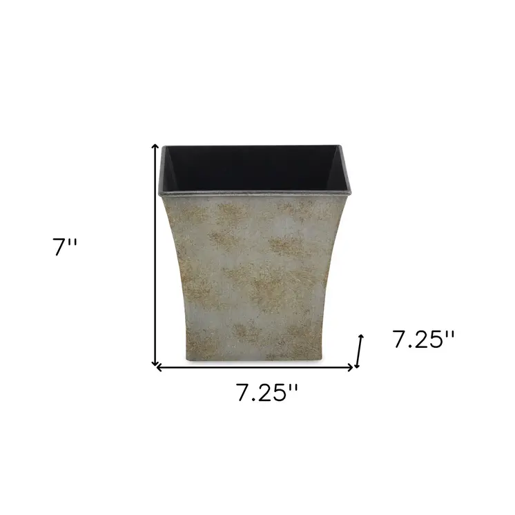 7" Gray Recycled Plastic Indoor Outdoor Square Pot Planter