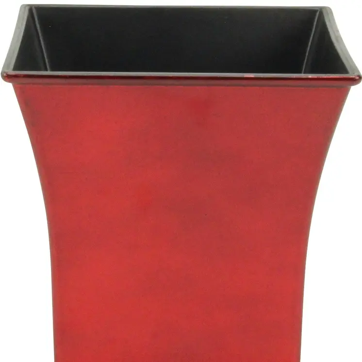 7" Red Recycled Plastic Indoor Outdoor Square Pot Planter