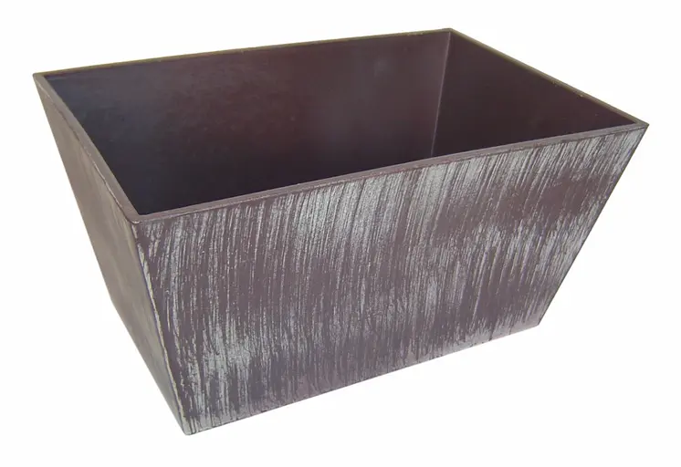 8" Brown and Ivory Abstract Recycled Plastic Indoor Outdoor Rectangular Planter Box