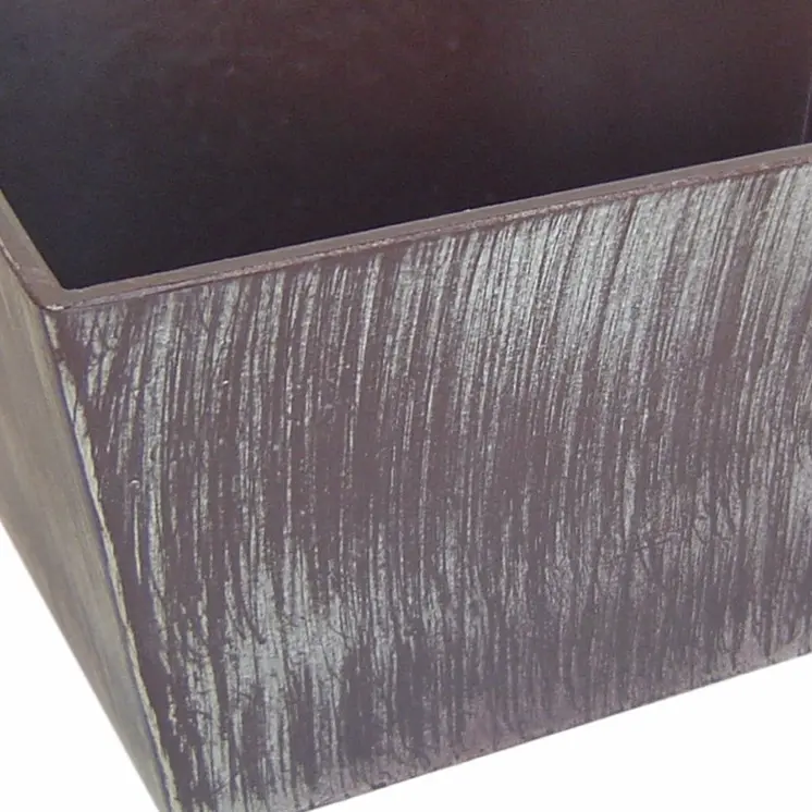 8" Brown and Ivory Abstract Recycled Plastic Indoor Outdoor Rectangular Planter Box