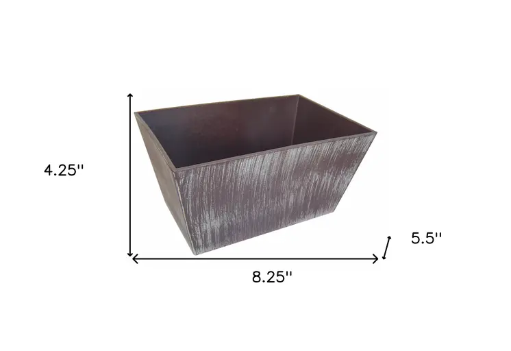 8" Brown and Ivory Abstract Recycled Plastic Indoor Outdoor Rectangular Planter Box
