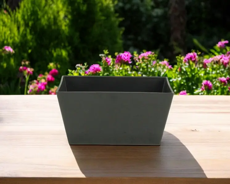 8" Black Recycled Plastic Indoor Outdoor Rectangular Planter Box