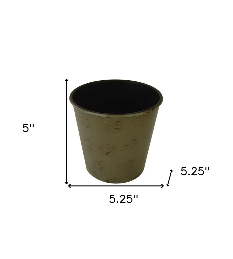 5" Gray Recycled Plastic Indoor Outdoor Round Pot Planter