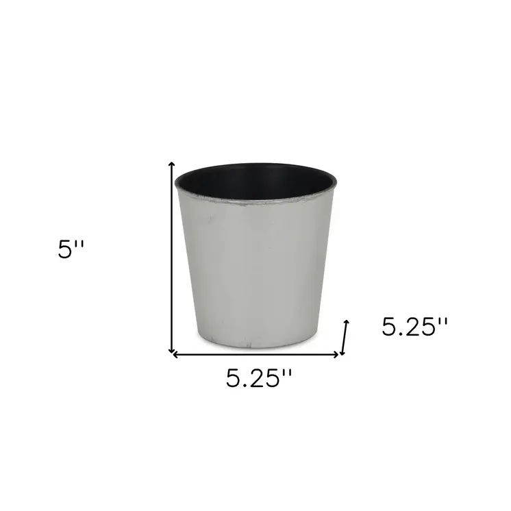 5" Silver Recycled Plastic Indoor Outdoor Round Pot Planter