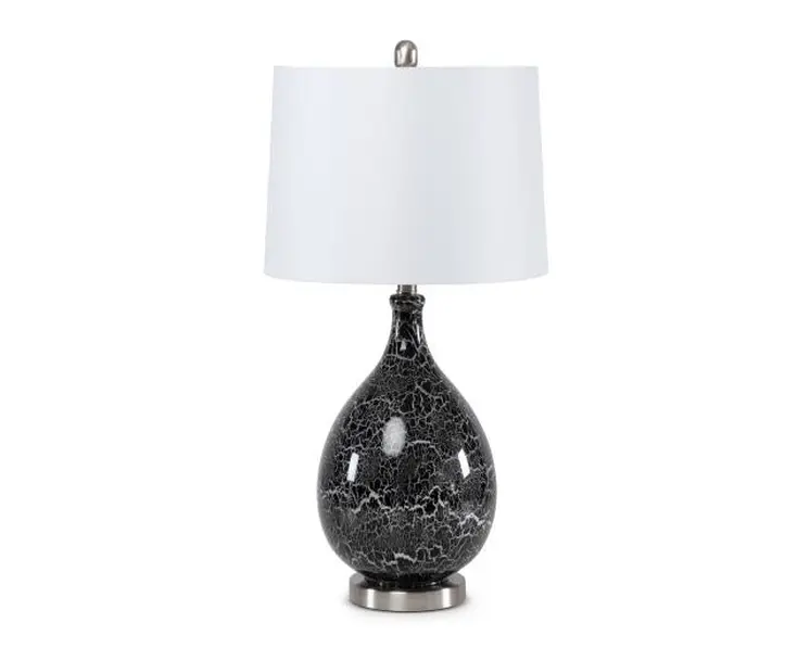 Set of Two 28" Gray Glass Geometric Table Lamp With White Empire Shade