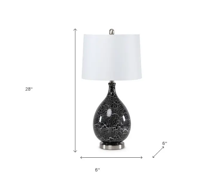 Set of Two 28" Gray Glass Geometric Table Lamp With White Empire Shade