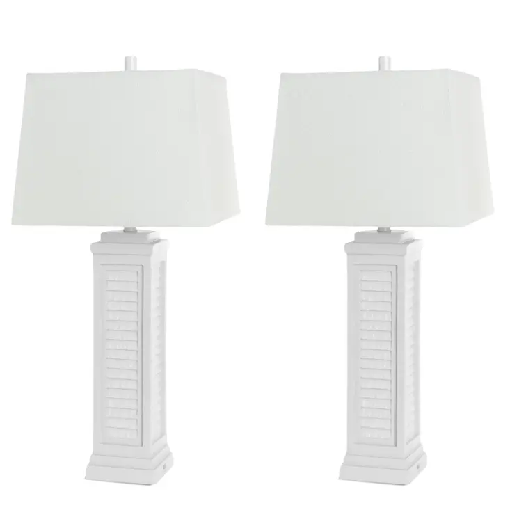 Set of Two 32" White Table Lamp Coastal With White Shade