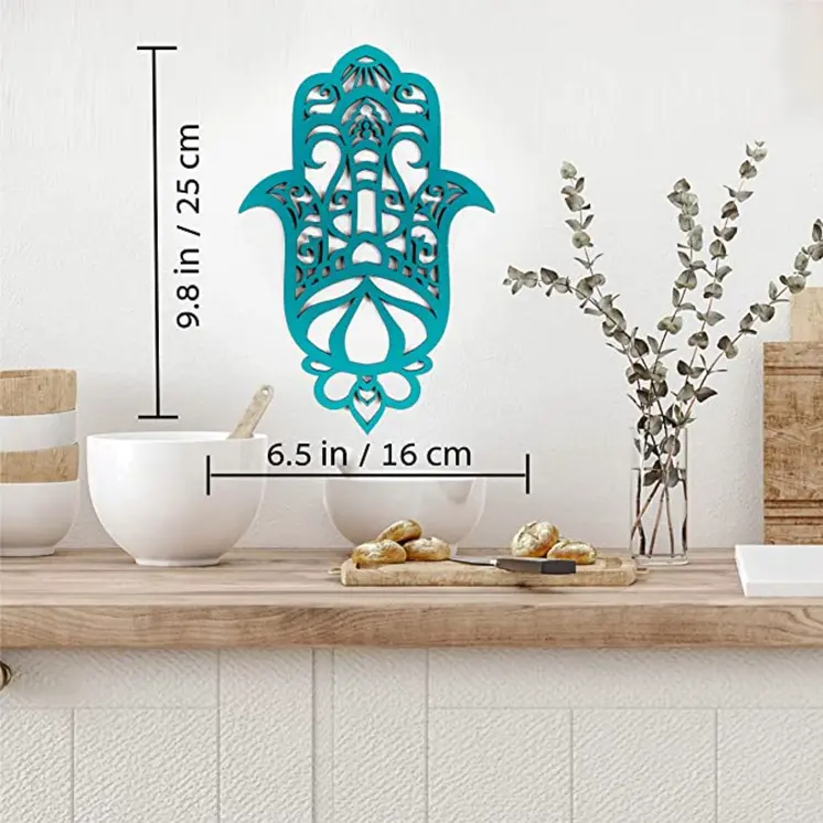 Turquoise Solid Wood Geometric Shapes Wall Decor
