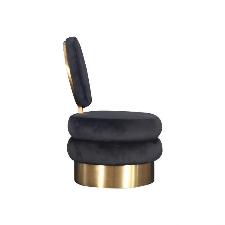 26" Black And Gold Velvet Barrel Chair