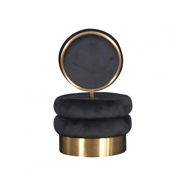 26" Black And Gold Velvet Barrel Chair