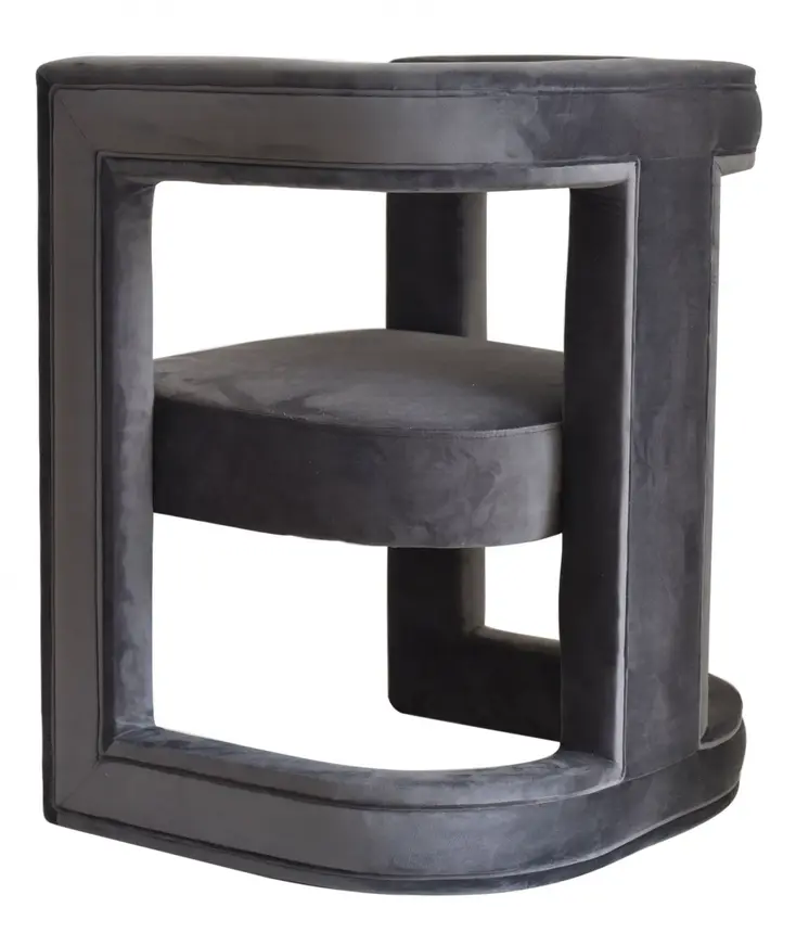 23" Gray Velvet Arm Chair