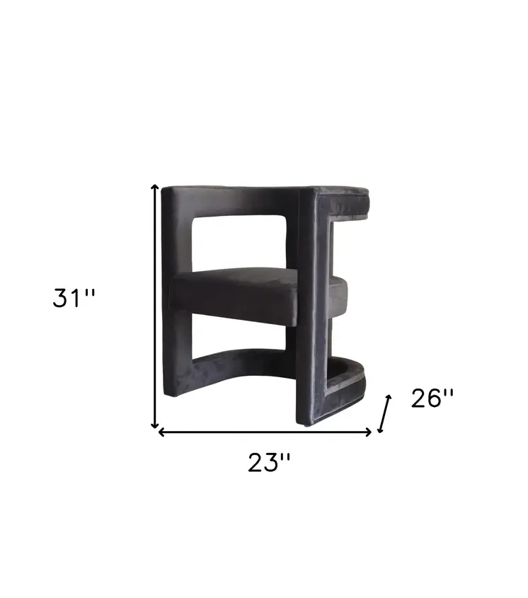 23" Gray Velvet Arm Chair