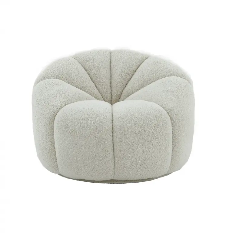 38" White Sherpa Lounge Chair