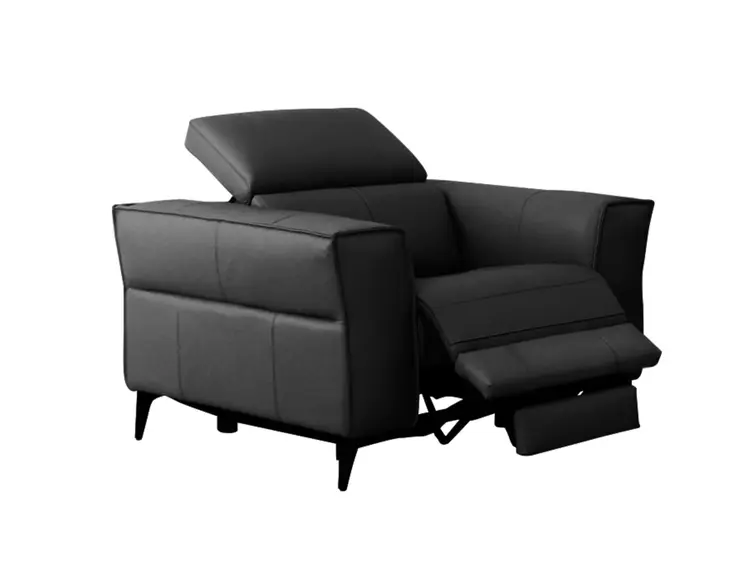 41" Black Genuine Leather Power Recliner