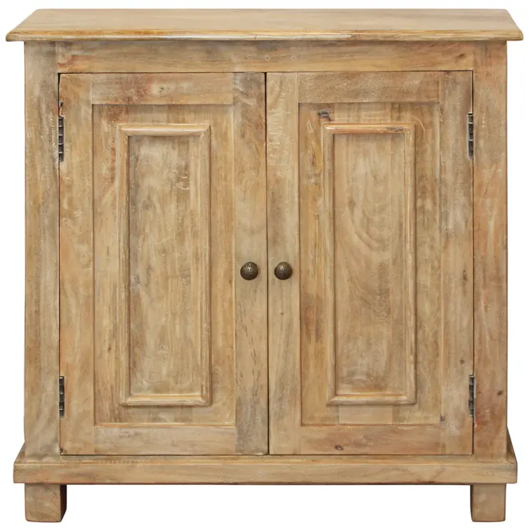 34" Light Brown Solid Wood Sideboard with Two Doors