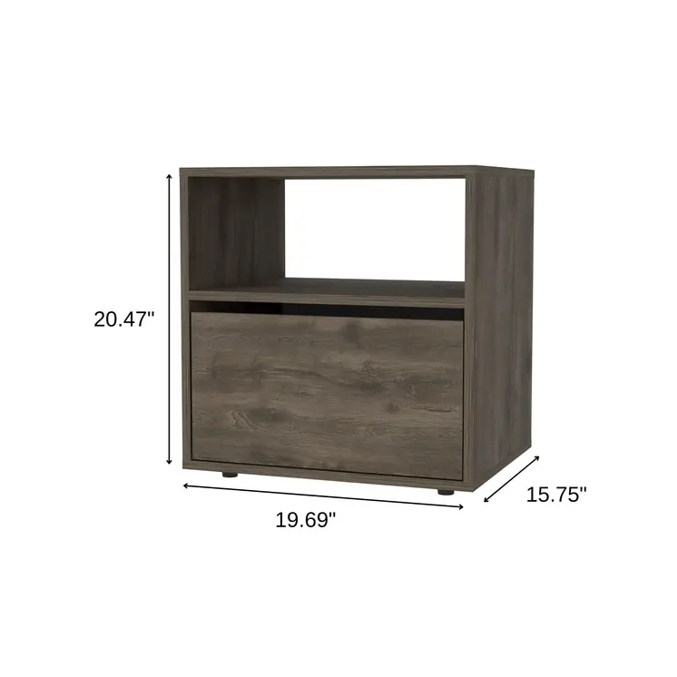 20" Dark Brown Wood Nightstand