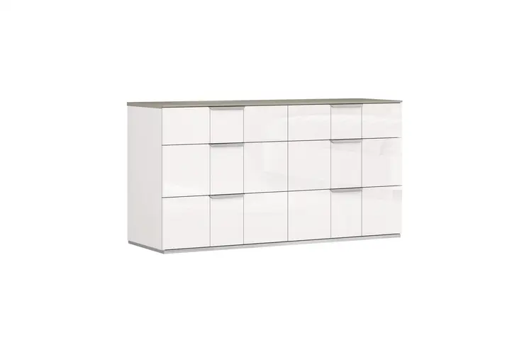 57" White Six Drawer Double Dresser