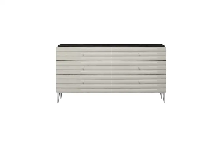 62" Grey Manufactured Wood Six Drawer Double Dresser