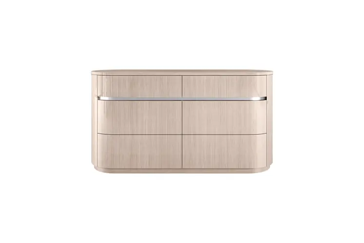 64" Beige Six Drawer Double Dresser
