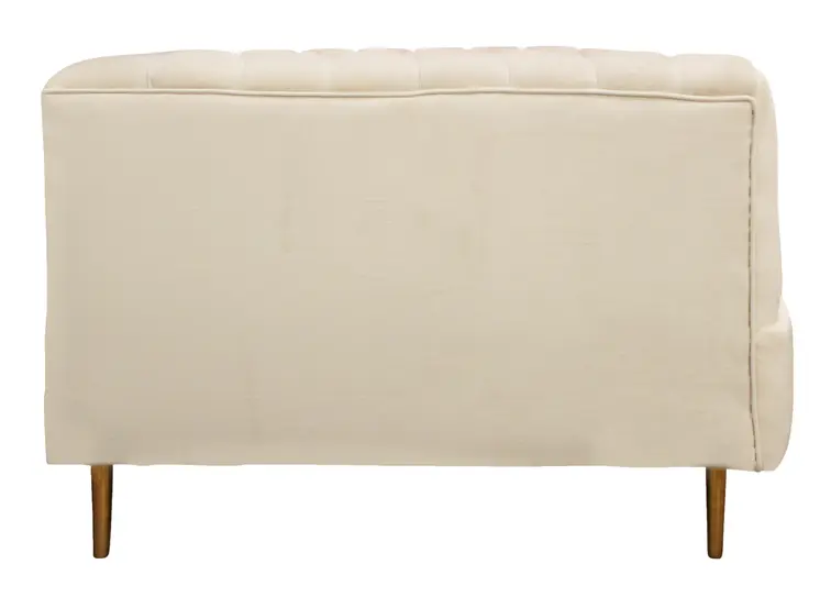 37" Ivory Velvet And Gold Solid Color Lounge Chair