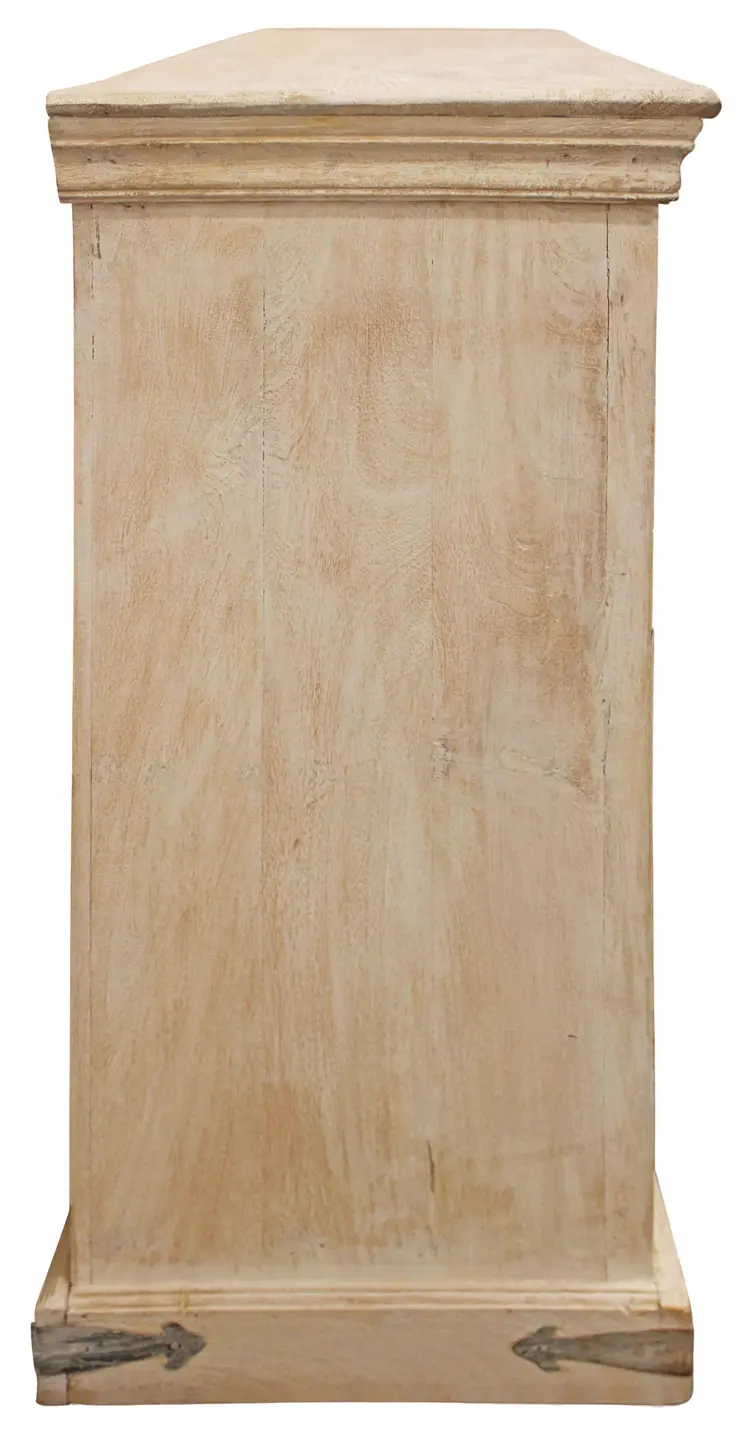 71" Beige Solid Wood Sideboard with Four Doors