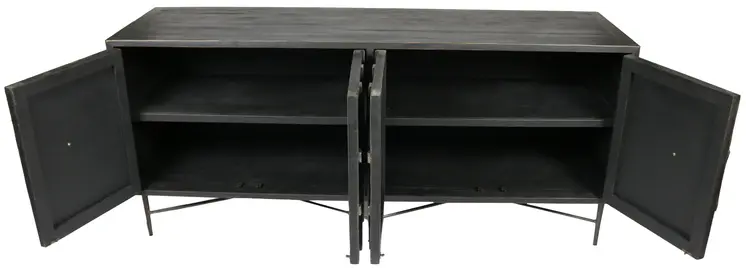 71" Black Solid Wood Sideboard with Four Doors