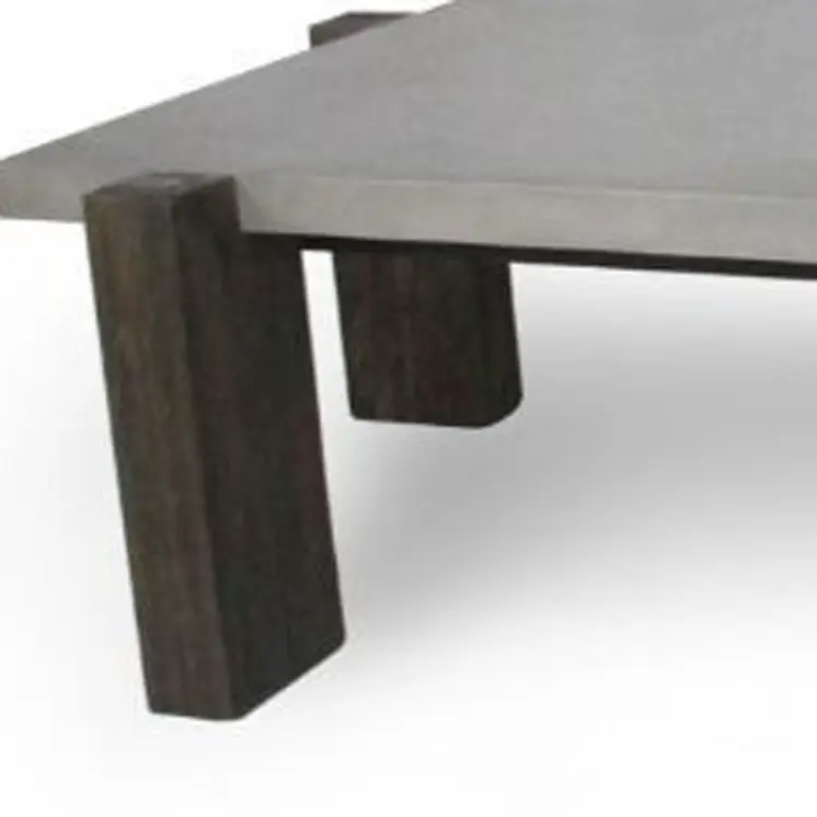 33" Dark Gray and Brown Concrete And Solid Wood Coffee Table