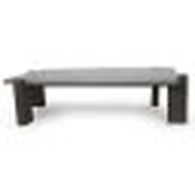 33" Dark Gray and Brown Concrete And Solid Wood Coffee Table